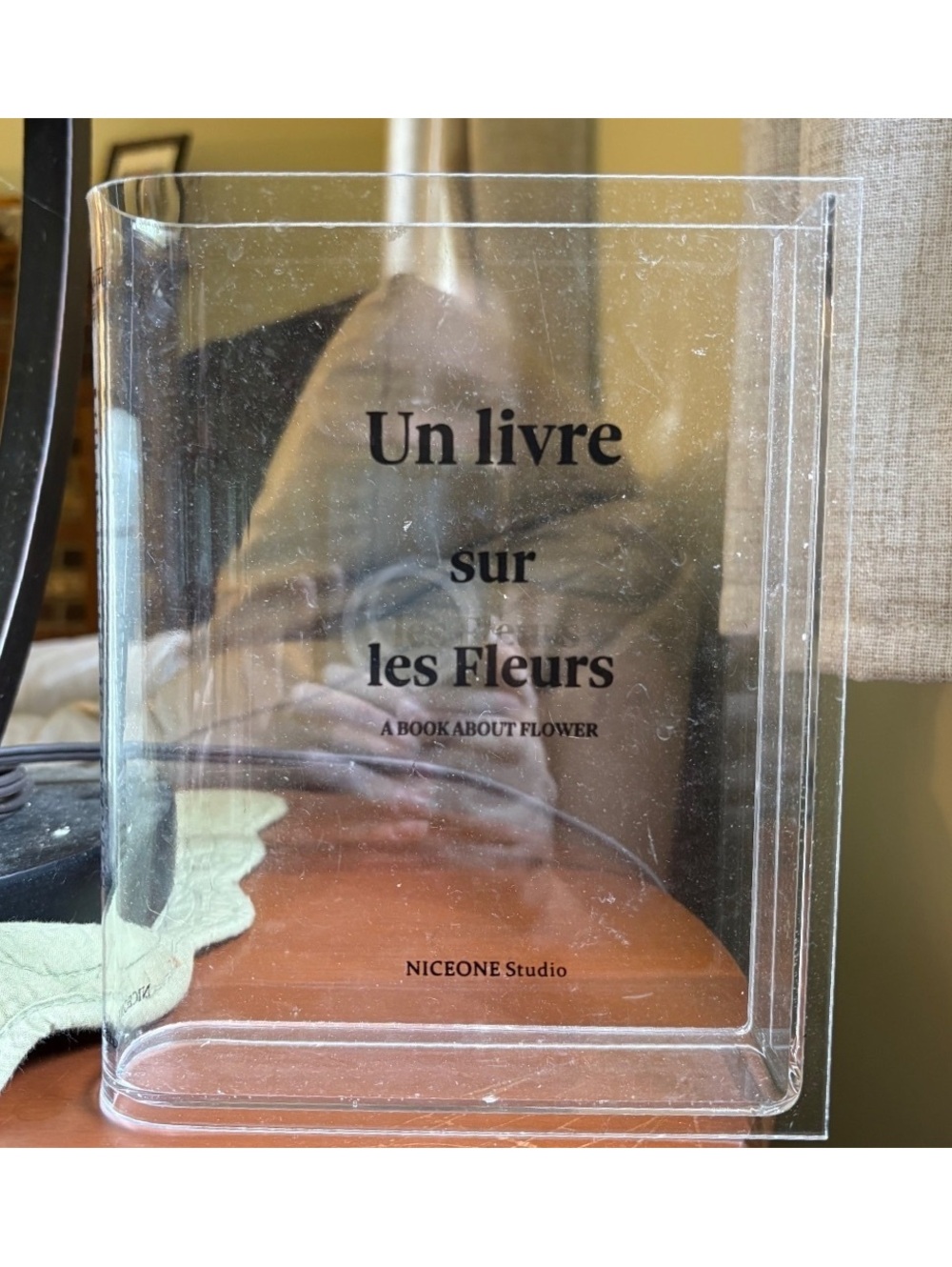Clear acrylic book shaped flower vase - Bookish - Decor